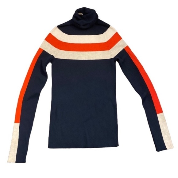 Athleta Brookshire Color block turtleneck,Merino Wool,navy, red, nude, Size XXS - Picture 2 of 10